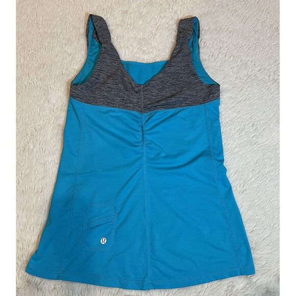 Lululemon Tank Top Athletic Gym Workout Women's Size 6 Surge Spirit Teal Blue‎ - Picture 1 of 5